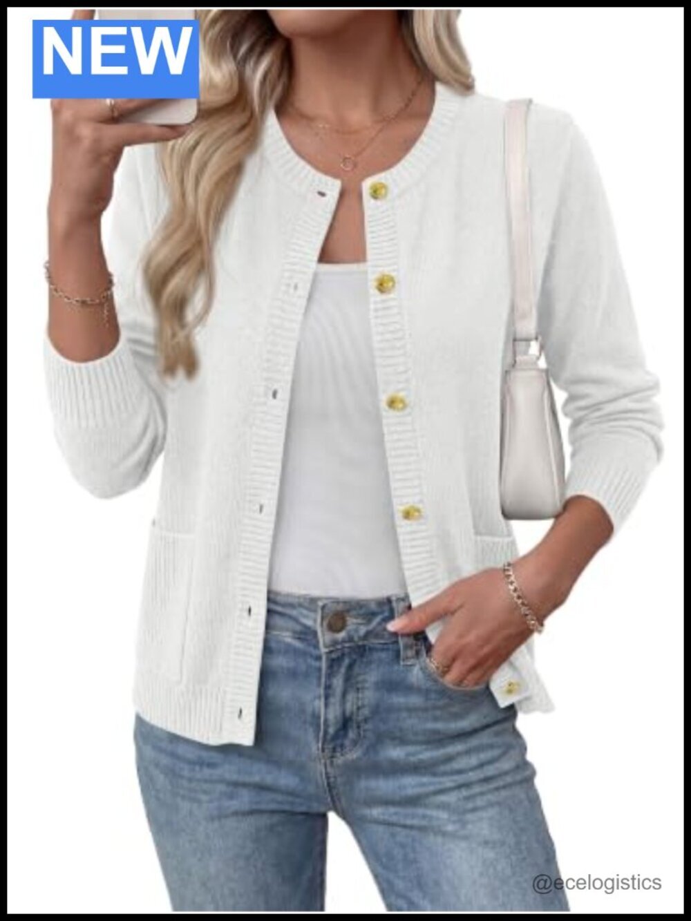 Lightweight Knit Cardigan Sweater with Pockets Long Sleeve Button Down Open